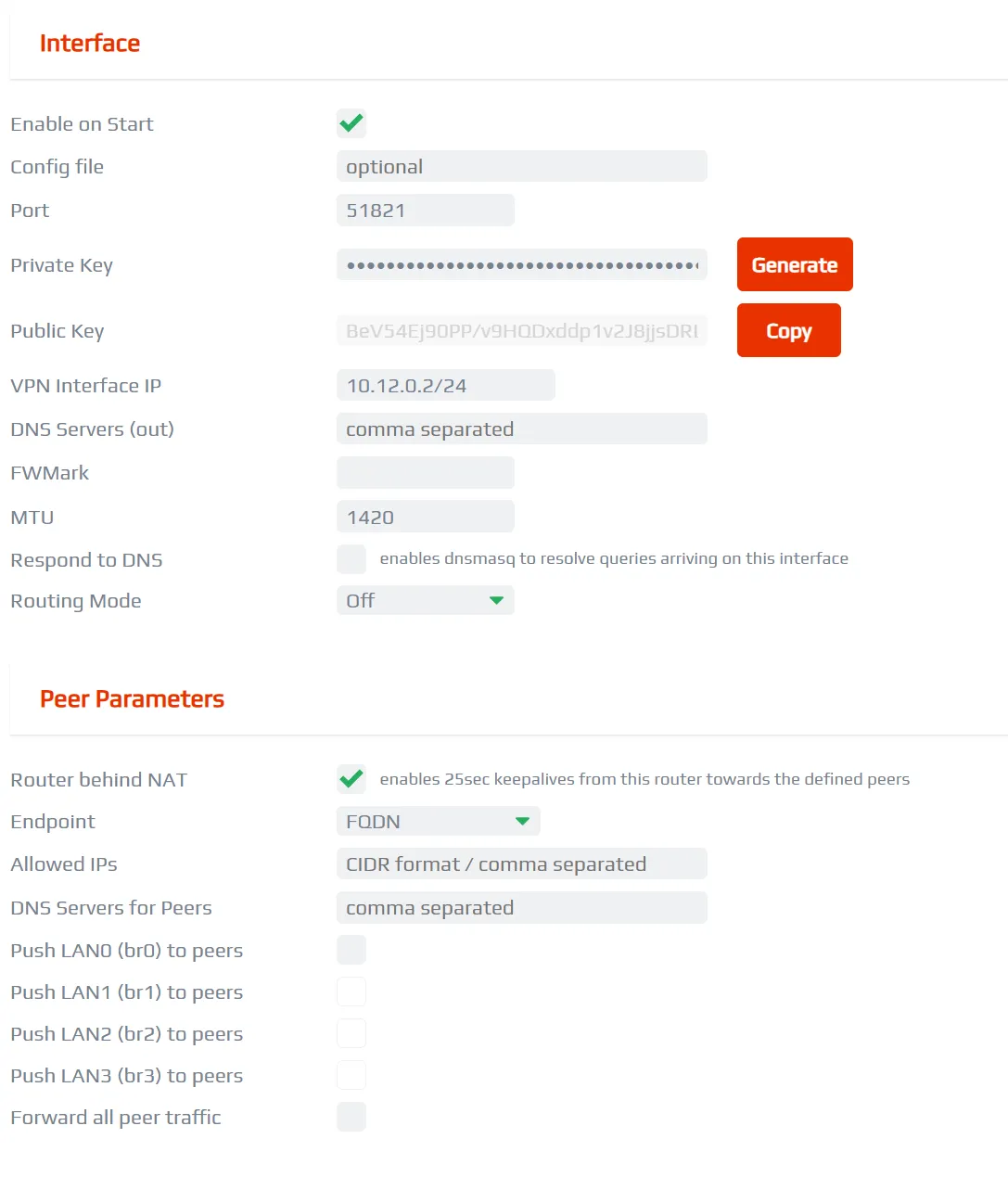 Remote node wg0 interface configuration